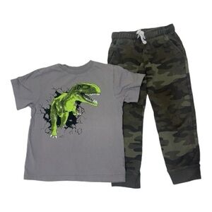 The Children's Place & Carter’s T-Rex Pajama Set - Gray and Green Camo